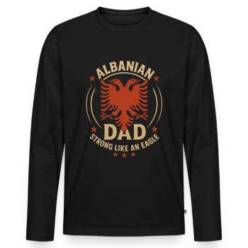 Albanischer Vater Vatertag Adler Kosovo - Männer Premium Bio Langarmshirt - Schwarz - Vorne - Nico (187cm)