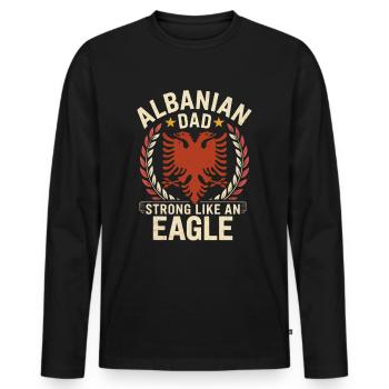 Albanischer Vater Vatertag Adler Kosovo - Männer Premium Bio Langarmshirt - Schwarz - Vorne - Nico (187cm)