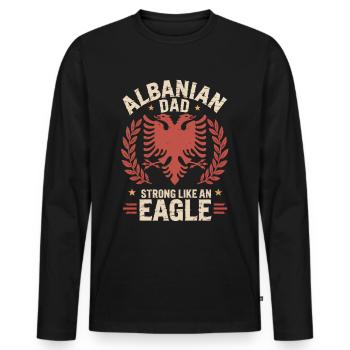 Albanischer Vater Vatertag Adler Kosovo - Männer Premium Bio Langarmshirt - Schwarz - Vorne - Nico (187cm)