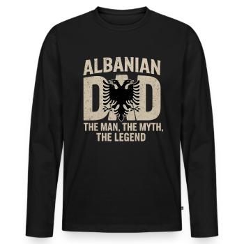 Albanischer Vater Vatertag Adler Kosovo - Männer Premium Bio Langarmshirt - Schwarz - Vorne - Nico (187cm)