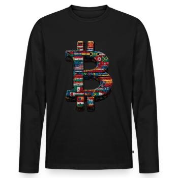 Conception de Bitcoin pour les fans de BTC - T-shirt manches longues Premium bio Homme - noir - Devant - Nico (187cm)