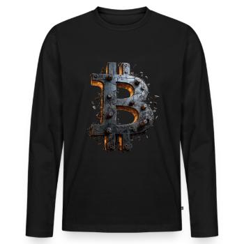 Conception de Bitcoin pour les fans de BTC - T-shirt manches longues Premium bio Homme - noir - Devant - Nico (187cm)