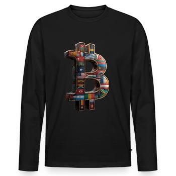 Conception de Bitcoin pour les fans de BTC - T-shirt manches longues Premium bio Homme - noir - Devant - Nico (187cm)