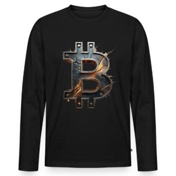 Conception de Bitcoin pour les fans de BTC - T-shirt manches longues Premium bio Homme - noir - Devant - Nico (187cm)