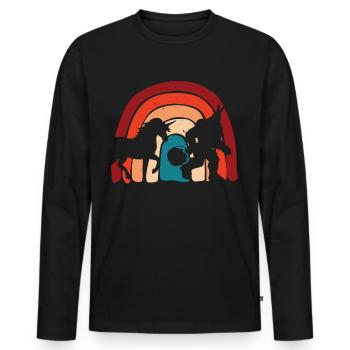 Lustige Regenbogen-Bigfoot-Einhorn-Osterei-Jagd - Männer Premium Bio Langarmshirt - Schwarz - Vorne - Nico (187cm)