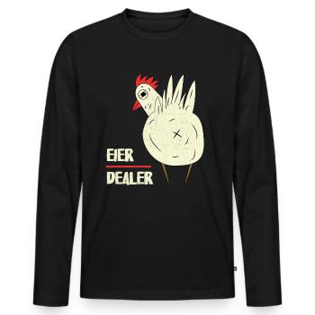 Eier Dealer - Männer Premium Bio Langarmshirt - Schwarz - Vorne - Nico (187cm)