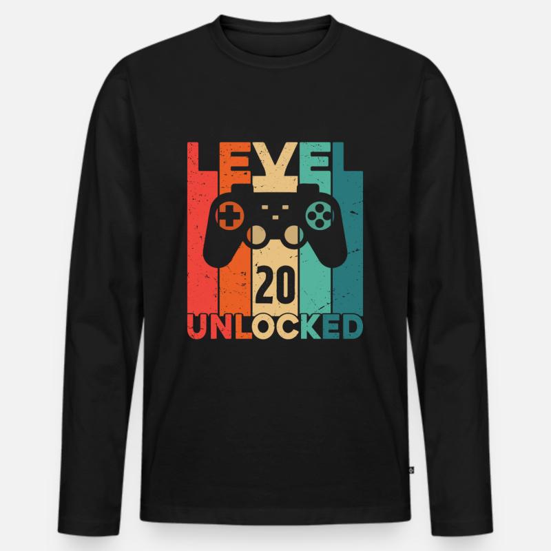 Level 20 freigeschaltet - Männer Premium Bio Langarmshirt - Schwarz