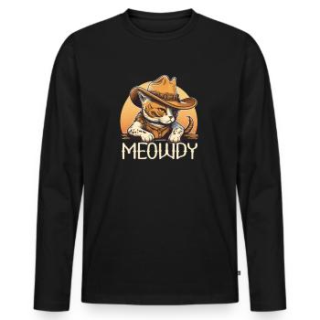 Meowdy Cat Howdy Meme Western Cowboy Kitten - T-shirt manches longues Premium bio Homme - noir - Devant - Nico (187cm)