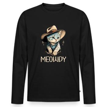 Meowdy Cat Howdy Meme Western Cowboy Kitten - T-shirt manches longues Premium bio Homme - noir - Devant - Nico (187cm)