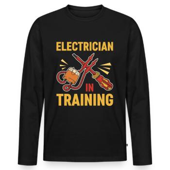 Électricien Electricité Master - T-shirt manches longues Premium bio Homme - noir - Devant - Nico (187cm)