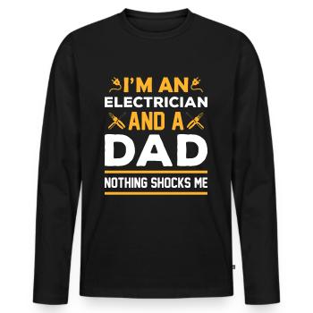 Elektriker Strommeister nichts schockt mich - Männer Premium Bio Langarmshirt - Schwarz - Vorne - Nico (187cm)