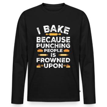 Cookie-Bäcker-Genuss Hobbybäcker - Männer Premium Bio Langarmshirt - Schwarz - Vorne - Nico (187cm)