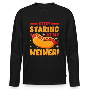 Manger des hot-dogs - pour les amateurs de délicieux hot-dogs - T-shirt manches longues Premium bio Homme - noir - Devant - Nico (187cm)