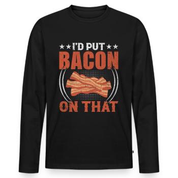 Bacon lover- I do bacon on it - Men's Premium Organic Long Sleeve Shirt - black - Front - Nico (187cm)