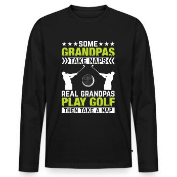 Jouer au golf, c’est vivre !- Swing the golf club - T-shirt manches longues Premium bio Homme - noir - Devant - Nico (187cm)