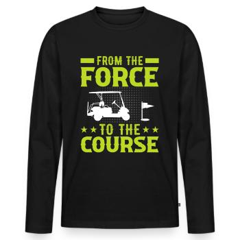Jouer au golf, c’est vivre !- Swing the golf club - T-shirt manches longues Premium bio Homme - noir - Devant - Nico (187cm)