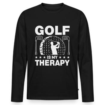 Jouer au golf, c’est vivre !- Swing the golf club - T-shirt manches longues Premium bio Homme - noir - Devant - Nico (187cm)