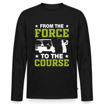 Jouer au golf, c’est vivre !- Swing the golf club - T-shirt manches longues Premium bio Homme - noir - Devant - Nico (187cm)
