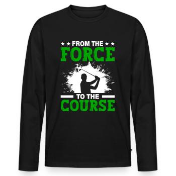 Jouer au golf, c’est vivre !- Swing the golf club - T-shirt manches longues Premium bio Homme - noir - Devant - Nico (187cm)
