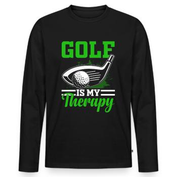 Jouer au golf, c’est vivre !- Swing the golf club - T-shirt manches longues Premium bio Homme - noir - Devant - Nico (187cm)