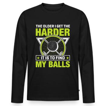 Jouer au golf, c’est vivre !- Swing the golf club - T-shirt manches longues Premium bio Homme - noir - Devant - Nico (187cm)