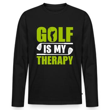 Jouer au golf, c’est vivre !- Swing the golf club - T-shirt manches longues Premium bio Homme - noir - Devant - Nico (187cm)