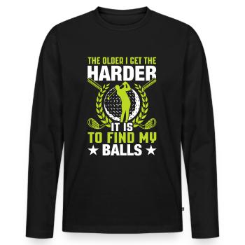Jouer au golf, c’est vivre !- Swing the golf club - T-shirt manches longues Premium bio Homme - noir - Devant - Nico (187cm)