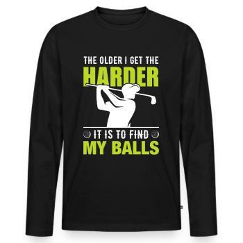 Jouer au golf, c’est vivre !- Swing the golf club - T-shirt manches longues Premium bio Homme - noir - Devant - Nico (187cm)