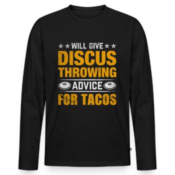 Diskuswerfen - mit Schwung zum Erfolg - Männer Premium Bio Langarmshirt - Schwarz - Vorne - Nico (187cm)