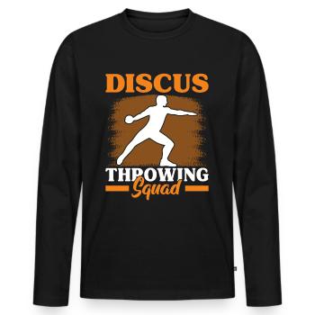 Diskuswerfen - mit Schwung zum Erfolg - Männer Premium Bio Langarmshirt - Schwarz - Vorne - Nico (187cm)