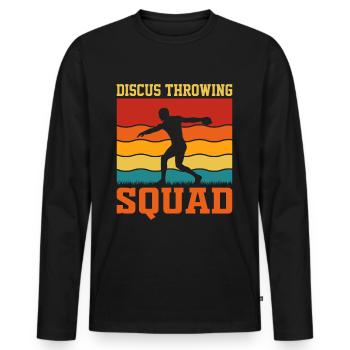 Diskuswerfen - mit Schwung zum Erfolg - Männer Premium Bio Langarmshirt - Schwarz - Vorne - Nico (187cm)