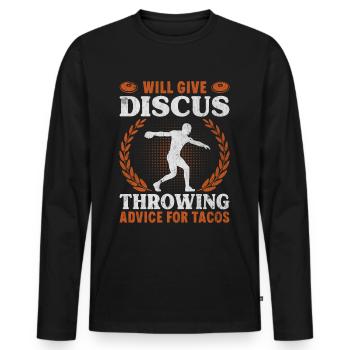Diskuswerfen - mit Schwung zum Erfolg - Männer Premium Bio Langarmshirt - Schwarz - Vorne - Nico (187cm)