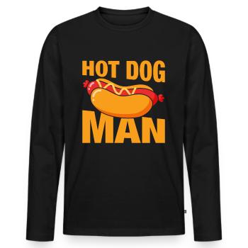 Hot Dog Man - Men's Premium Organic Long Sleeve Shirt - black - Front - Nico (187cm)