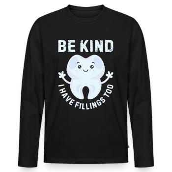 Dentiste, soyez prêt ! - T-shirt manches longues Premium bio Homme - noir - Devant - Nico (187cm)