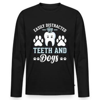 Dentiste Dentiste Dents - T-shirt manches longues Premium bio Homme - noir - Devant - Nico (187cm)