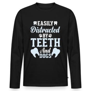 Dentiste Dentiste Dents - T-shirt manches longues Premium bio Homme - noir - Devant - Nico (187cm)