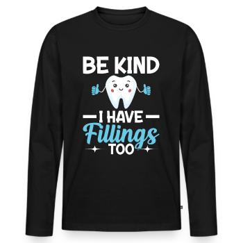 Dentist Dentist Teeth - Men's Premium Organic Long Sleeve Shirt - black - Front - Nico (187cm)