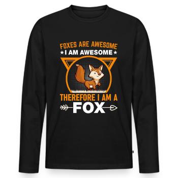 Fantastic fox, foxes are fantastic - Men's Premium Organic Long Sleeve Shirt - black - Front - Nico (187cm)