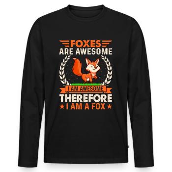 Fantastic fox, foxes are fantastic - Men's Premium Organic Long Sleeve Shirt - black - Front - Nico (187cm)