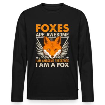 Fantastic fox, foxes are fantastic - Men's Premium Organic Long Sleeve Shirt - black - Front - Nico (187cm)