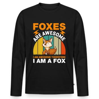 Fantastic fox, foxes are fantastic - Men's Premium Organic Long Sleeve Shirt - black - Front - Nico (187cm)