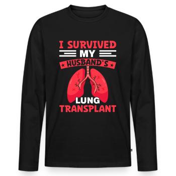 Lungentransplantation meines Mannes - Männer Premium Bio Langarmshirt - Schwarz - Vorne - Nico (187cm)