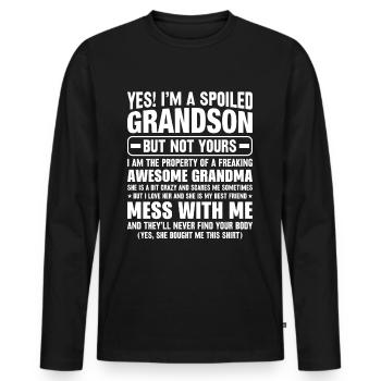 Enkelsohn und Großeltern - Eine besondere Bindung - Männer Premium Bio Langarmshirt - Schwarz - Vorne - Nico (187cm)