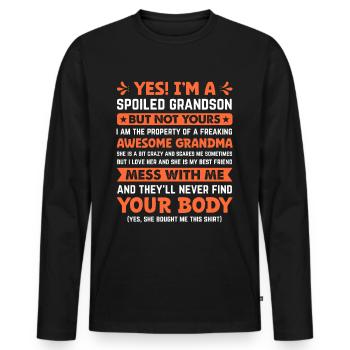 Enkelsohn und Großeltern - Eine besondere Bindung - Männer Premium Bio Langarmshirt - Schwarz - Vorne - Nico (187cm)