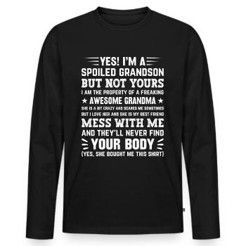 Enkelsohn und Großeltern - Eine besondere Bindung - Männer Premium Bio Langarmshirt - Schwarz - Vorne - Nico (187cm)