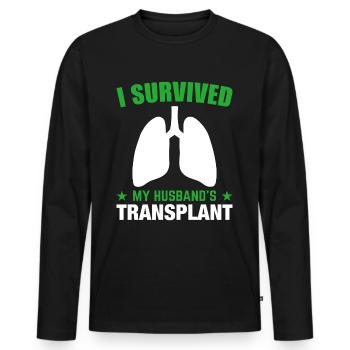 Lungentransplantation meines Mannes - Männer Premium Bio Langarmshirt - Schwarz - Vorne - Nico (187cm)
