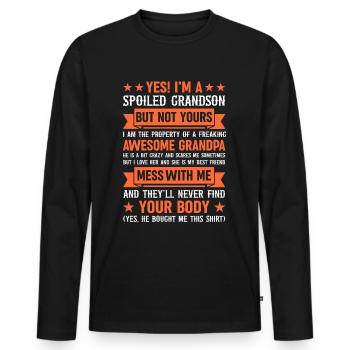 Enkelsohn und Großeltern - Eine besondere Bindung - Männer Premium Bio Langarmshirt - Schwarz - Vorne - Nico (187cm)