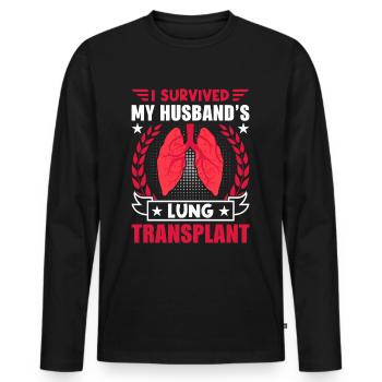 Lungentransplantation meines Mannes - Männer Premium Bio Langarmshirt - Schwarz - Vorne - Nico (187cm)