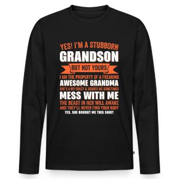 Enkelsohn und Großeltern - Eine besondere Bindung - Männer Premium Bio Langarmshirt - Schwarz - Vorne - Nico (187cm)