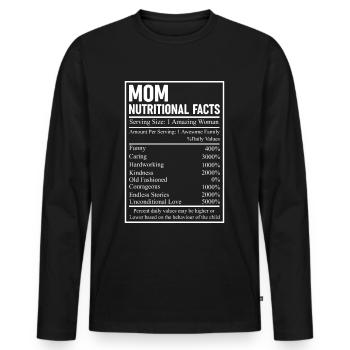 Mom Nutritional Facts - Men's Premium Organic Long Sleeve Shirt - black - Front - Nico (187cm)